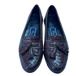 Bragano Shoes Mens Woven Loafers 9 M Brown Leather Slip On Tassel Italy Crafted